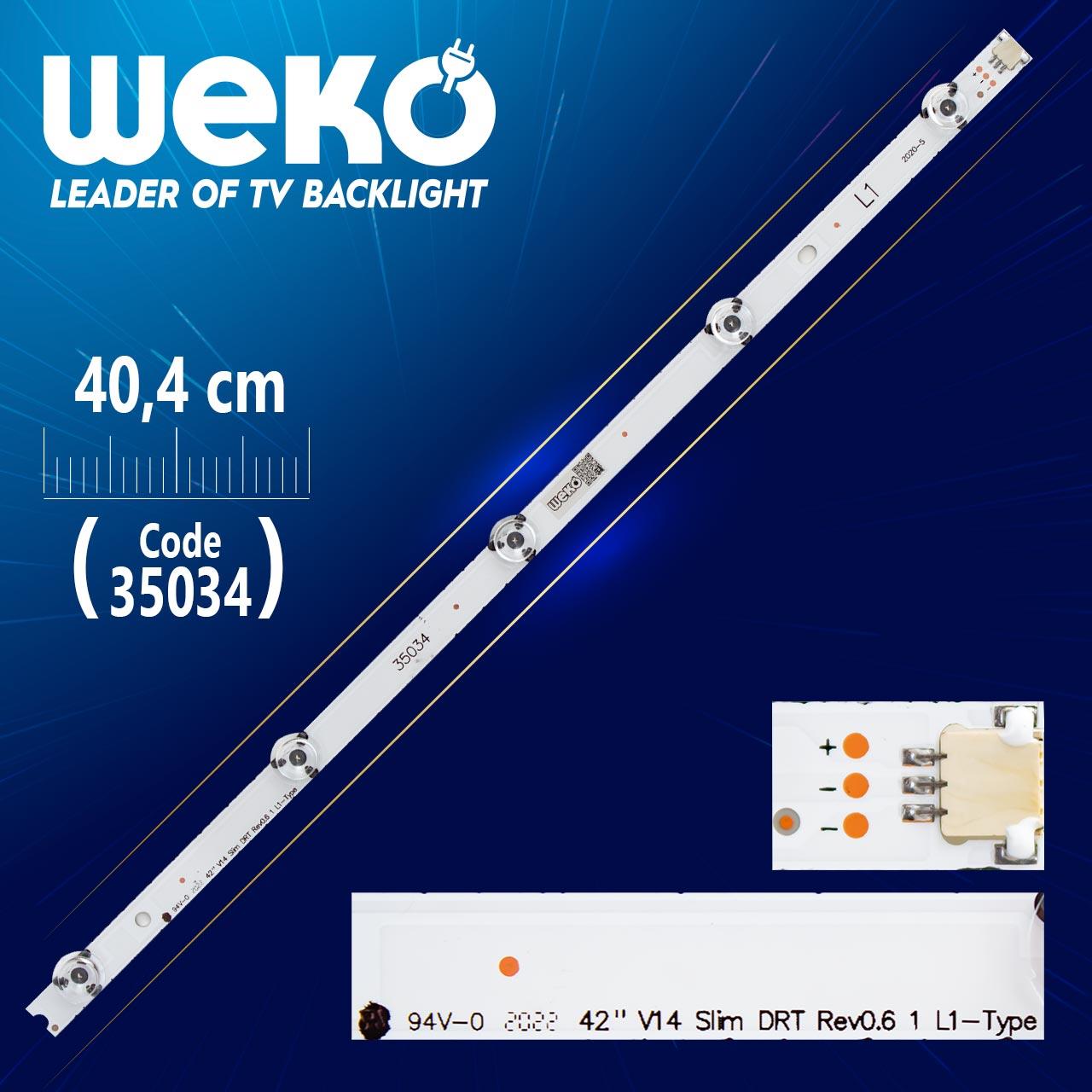 42 V14 SLİM DRT REV0.6 1 L1-TYPE 6916L-1682A- 40.4 CM 5 LEDLİ - (WK-814)