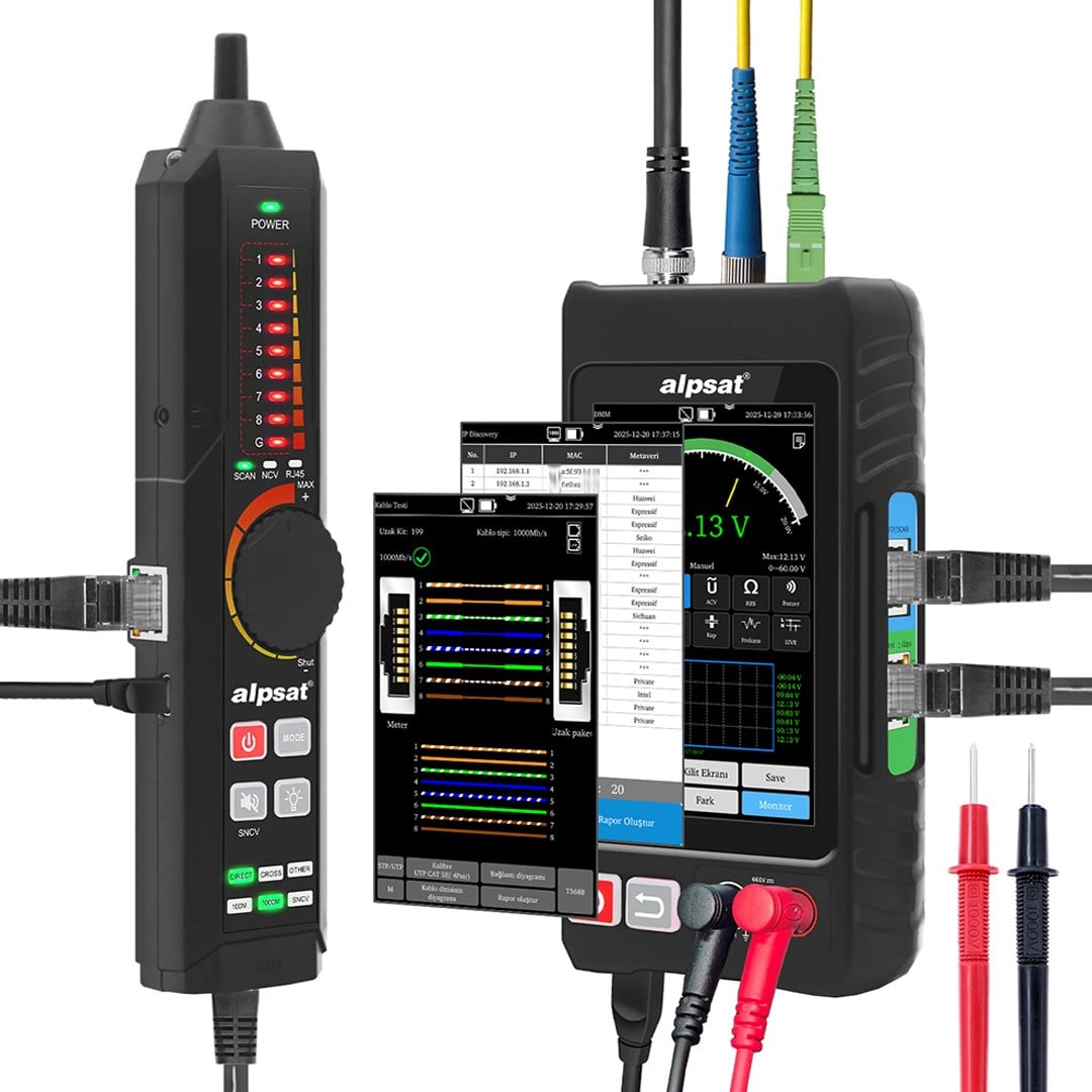 ALPSAT AS328 RJ45 AĞ KABLOSU, FİBER KABLO - ZAYIF AKIM KABLOSU TEST CİHAZI