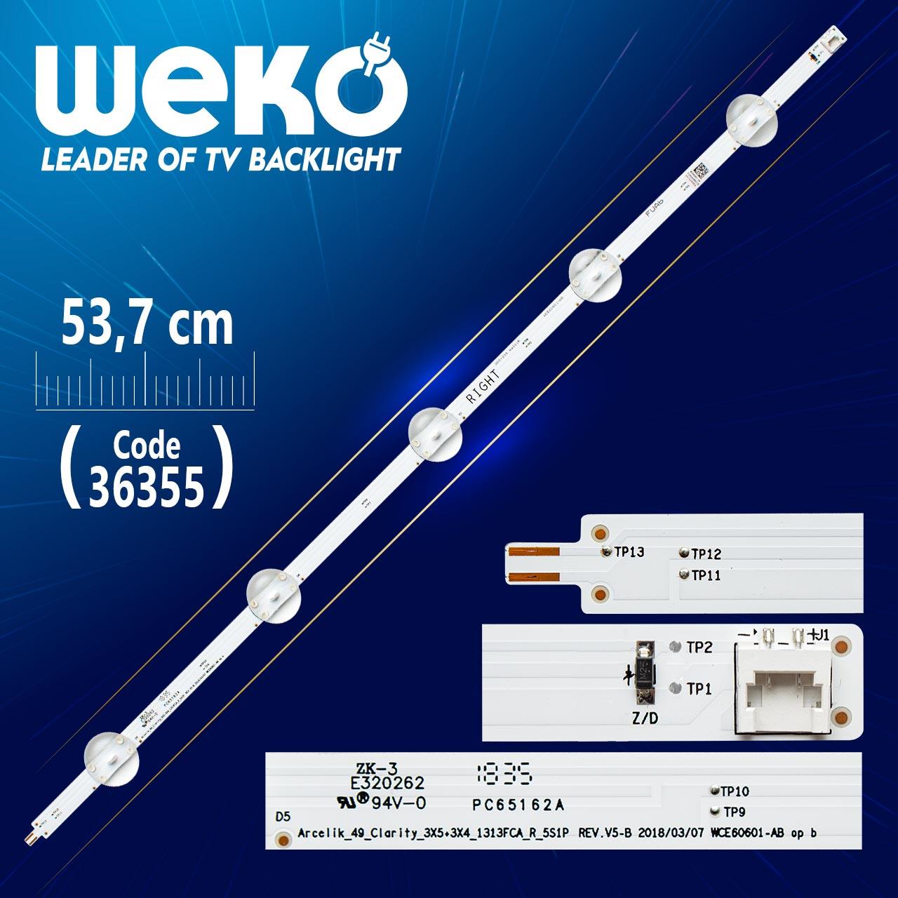 ARCELIK_49_CLARITY_3X5+3X4_1313FCA_R_5S1P REV.V5-B  WCE60601-AB 5 LEDLİ  53.7 CM