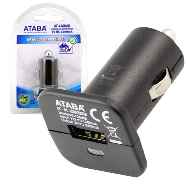 ATABA AT-126 5 VOLT 2100 MA USB 12V OTO ÇAKMAK ADAPTÖR