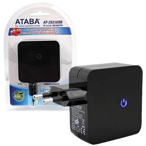 ATABA AT-2521 5 VOLT - 2.1 AMPER USB ADAPTÖR (5V-2.1AX2)