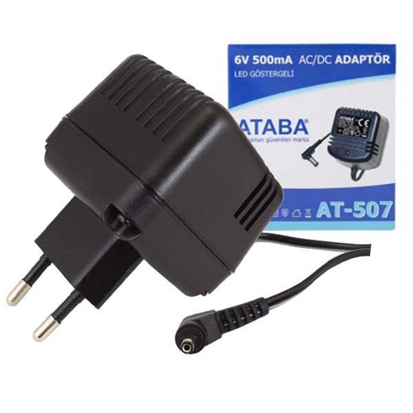 ATABA AT-507 6 VOLT - 0.5 AMPER 3.5*1.35 UÇLU SIEMENS-PHILIPS  ADAPTÖR