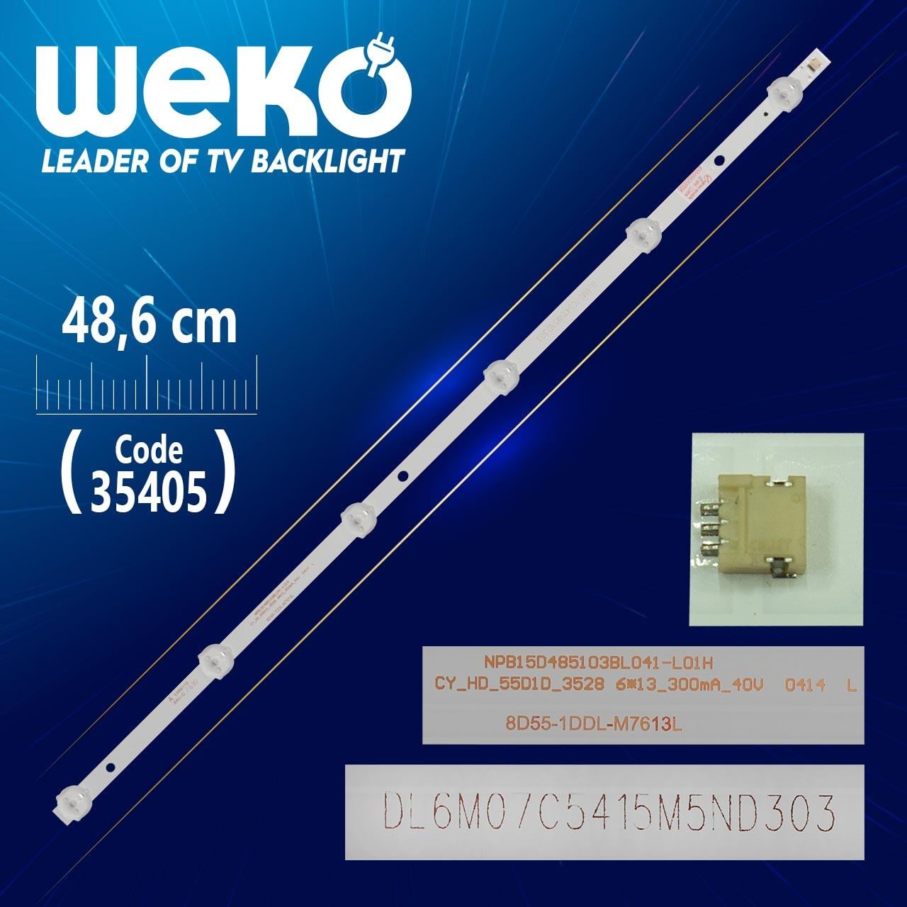 CY_HD_55D1D_3528 6*13_300MA_40V 0414 L - 8D55-1DDL-M7613L - 48.6 CM 6 LEDLİ - (WK-992)
