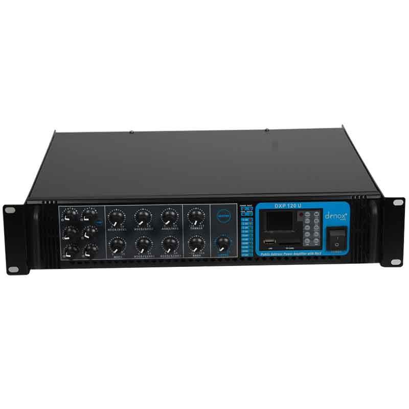 DENOX DXV-120U 120W100V/70V/4-16 OHM USD/SD 6 BÖLGELİ 3 MİK GİRİŞLİ TRAFOLU ANFİ