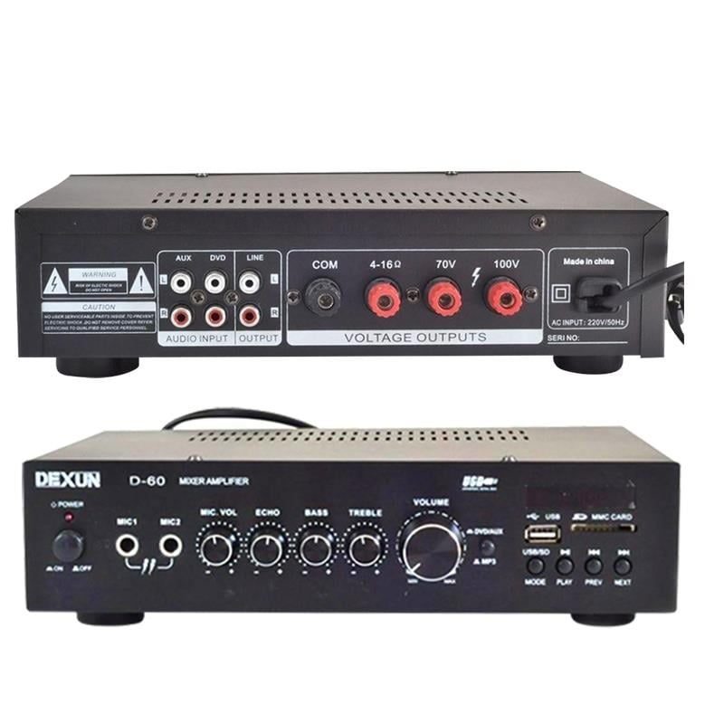 DEXUN D-60 MİNİ 60W BT/100V/70V/4-16 OHM USB/SD 2 MİK GİRİŞLİ TRAFOLU ANFİ