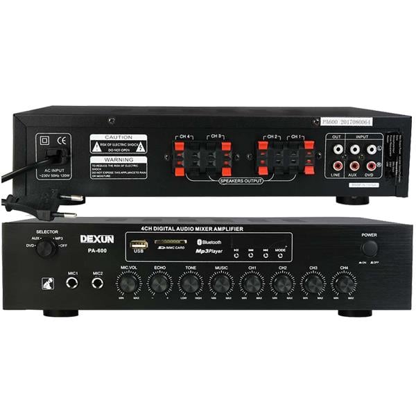 DEXUN PA-600 MİNİ 4X25 WATT USB 4 VOLUME KONTROLLÜ TRAFOSUZ ANFİ
