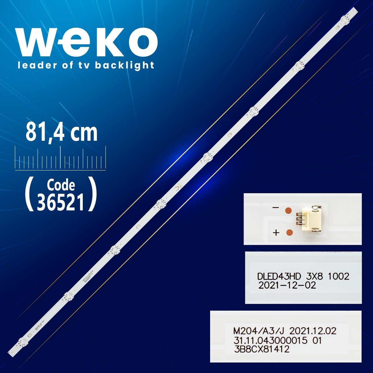DLED43HD 3X8 1004 8 LEDLİ 81,4 CM