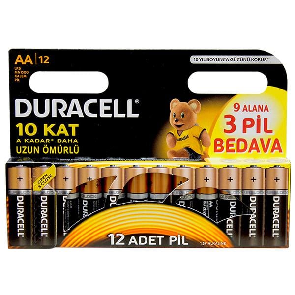 DURACELL AA 12Lİ KALEM PİL (9+3 PAKET FİYATI)