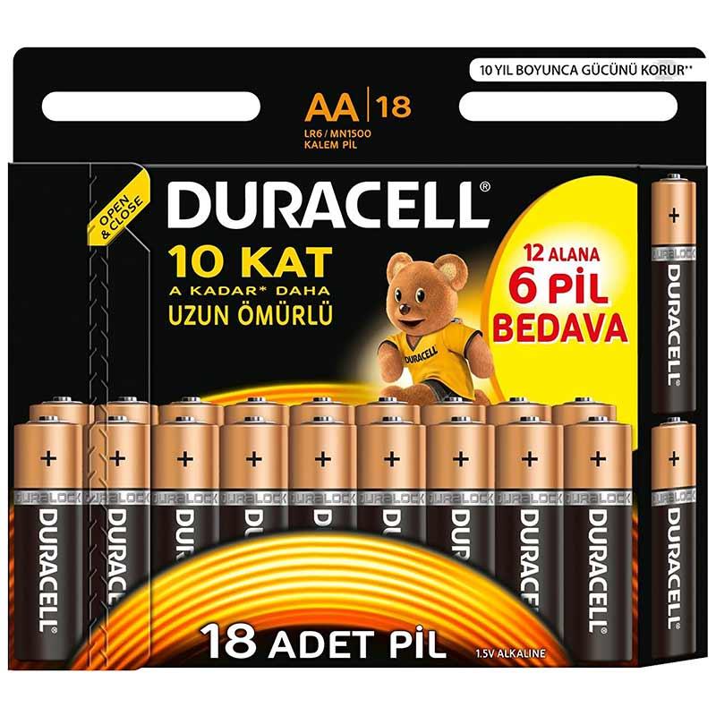 DURACELL AA KALEM PİL (18Lİ 12+6 PAKET FİYAT)