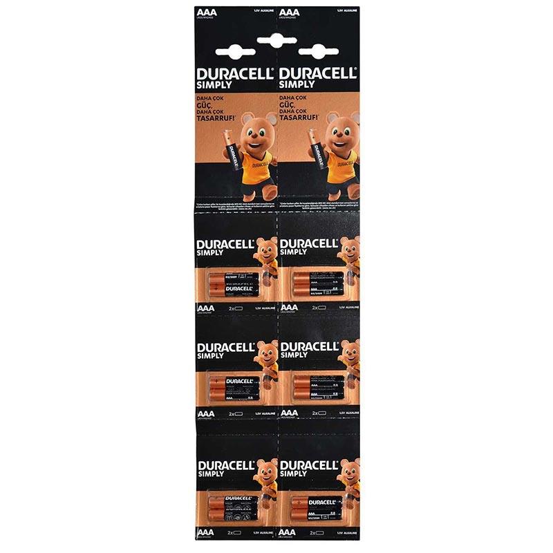 DURACELL AAA İNCE PİL 12Lİ KARTELA 2Lİ YIRTMALI (PAKET FİYATI)