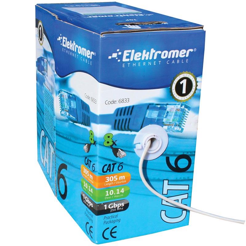 ELEKTROMER ELM-CAT650 1.KALİTE 23 AWG 305 METRE CAT6 KABLO