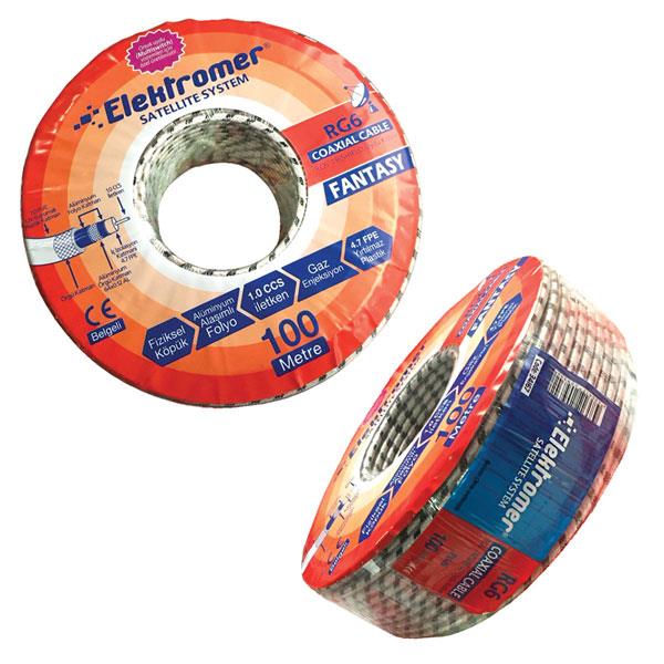 ELEKTROMER FANTASY RG6/U4 TRISHIELD ÖRGÜLÜ ANTEN KABLOSU (100 METRE)