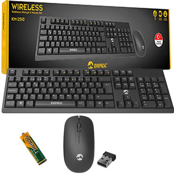 EVEREST KM-2510 KABLOSUZ Q MULTİMEDYA SİYAH KLAVYE+MOUSE SET
