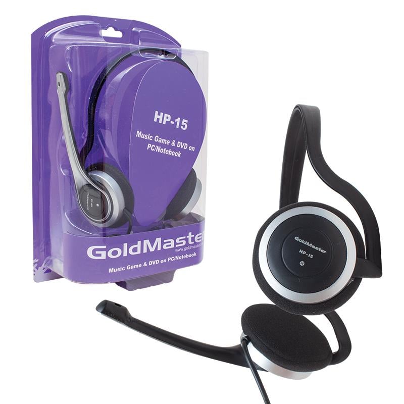 GOLDMASTER HP-15 3.5MM STEREO KABLOLU MİKROFONLU SİYAH KULAK ÜSTÜ KULAKLIK