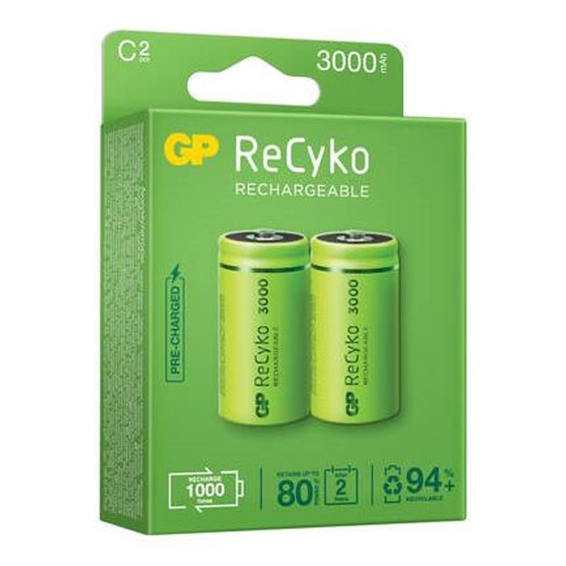 GP Recyko 3000 Ma Ni-Mh 1.2V Büyük C Boy Şarjlı 2’Li Pil