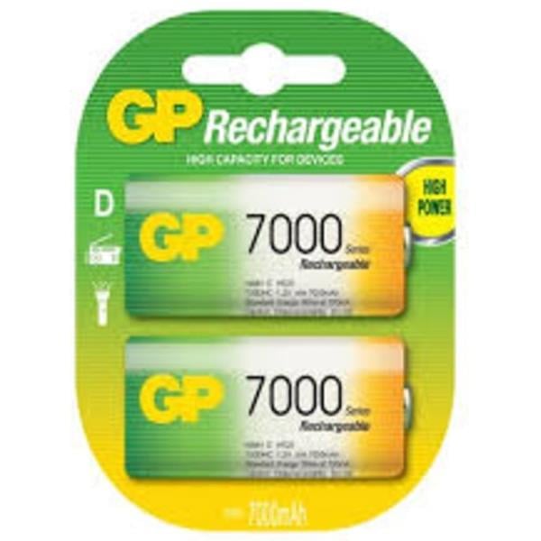 GP 700DHC-UC2 1.2 VOLT - 7000 MAH NI-MH BÜYÜK D BOY ŞARJLI PİL 2LI PAKET