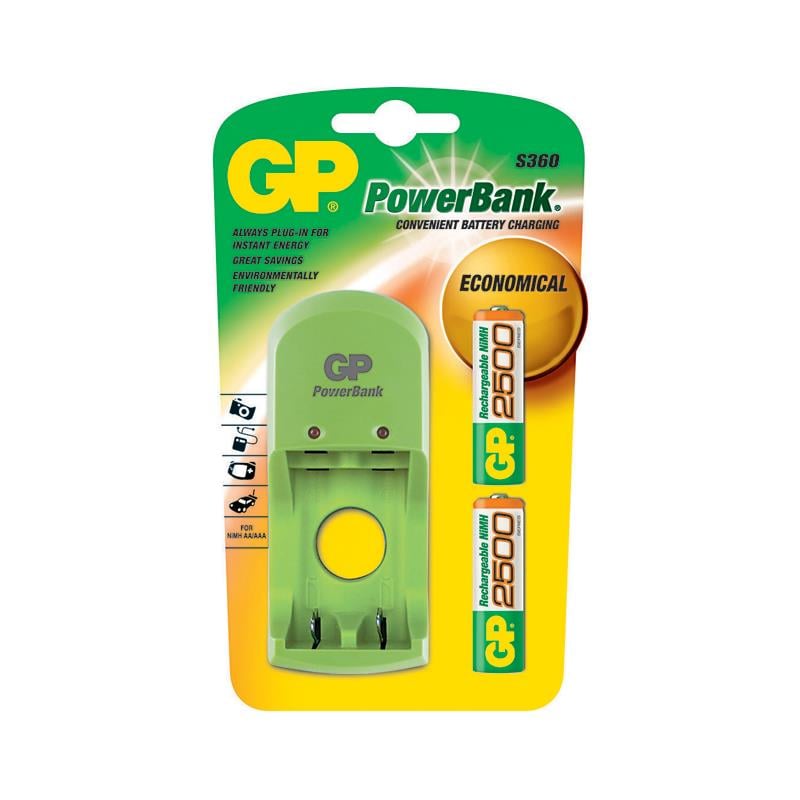 GP S360 AA 2Lİ PİL ŞARJ CİHAZI+2X2100 AA ŞARJLI PİL