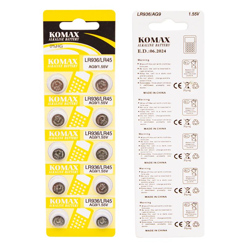 Komax AG-9 Alkalin LR936/394A Düğme Pil 10'Lu Paket