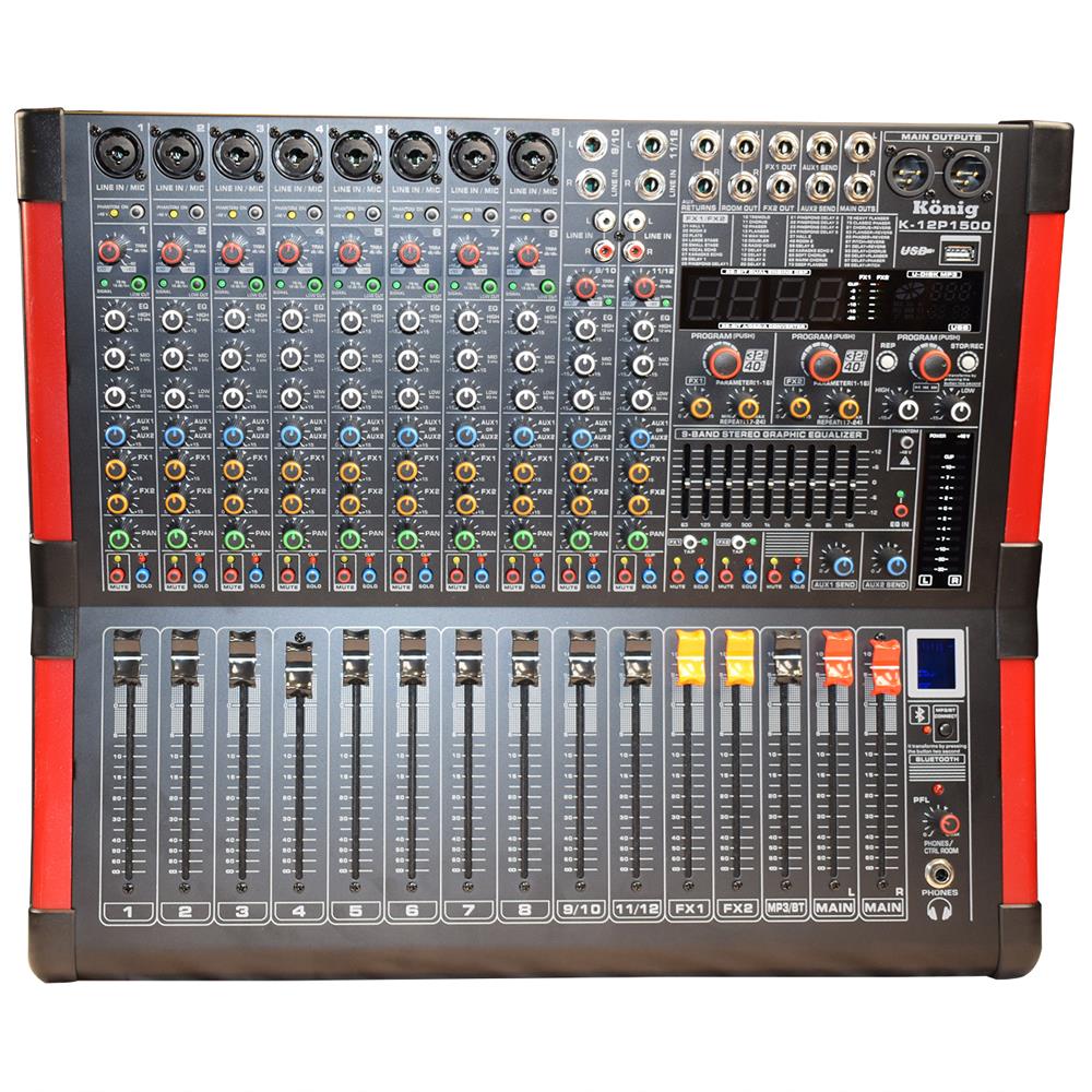 KÖNİG K-12 P1500 FX 2X750W 12 KANAL POWER MIXER