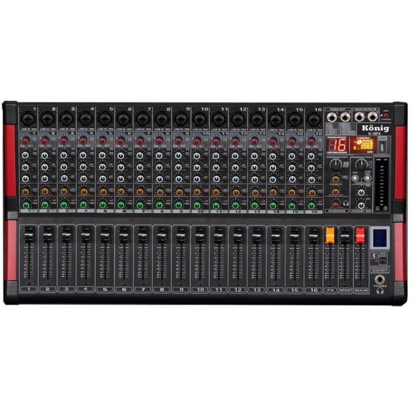 KÖNİG K-16 FX 16 XLR/LINE MONO GİRİŞ USB/SD/DISK/BLUETOOTH 16 KANAL DECK MIXER