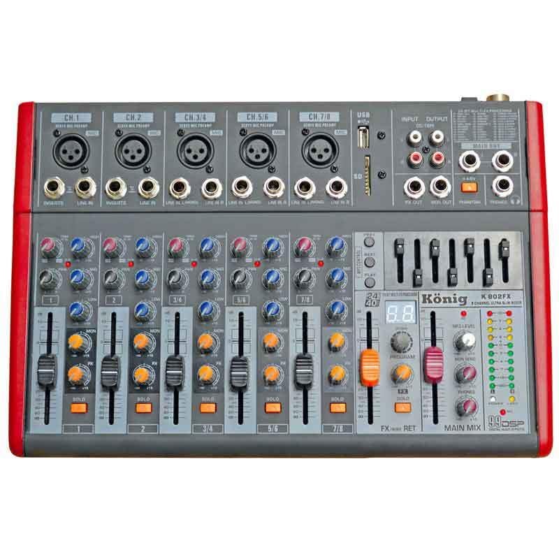 KÖNİG K-802 FX 8 KANAL USB-BT DECK MIXER