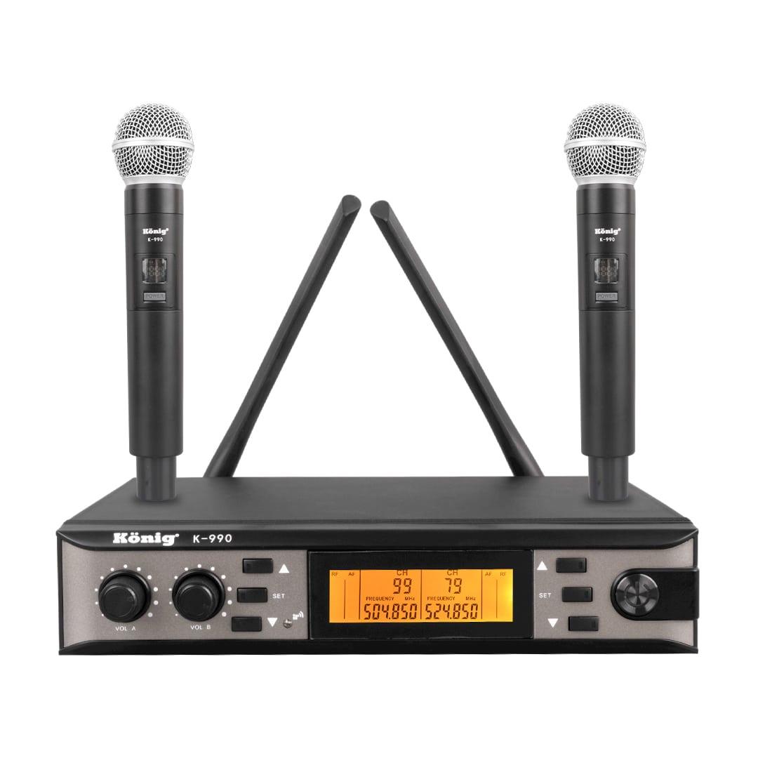 KÖNİG K-990 UHF 2X100 KANAL 2 EL MİKROFON TELSİZ MİKROFON