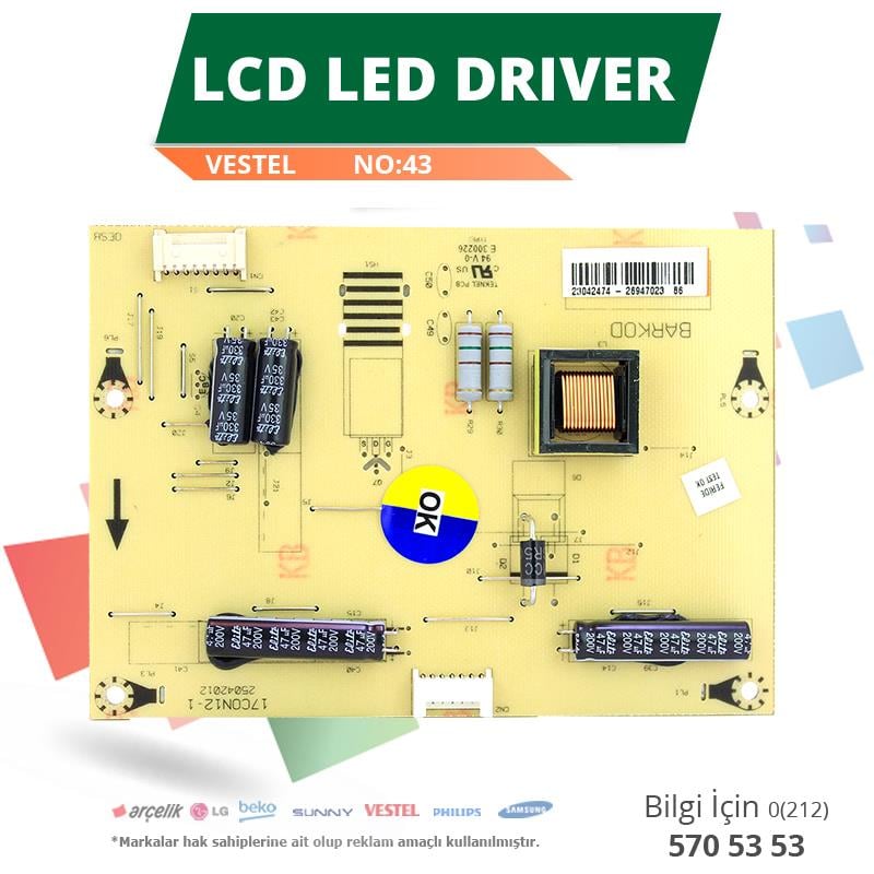 LCD LED DRIVER VESTEL (17CON12-1,23042474) (LC470EUF RE P1) (NO:43)