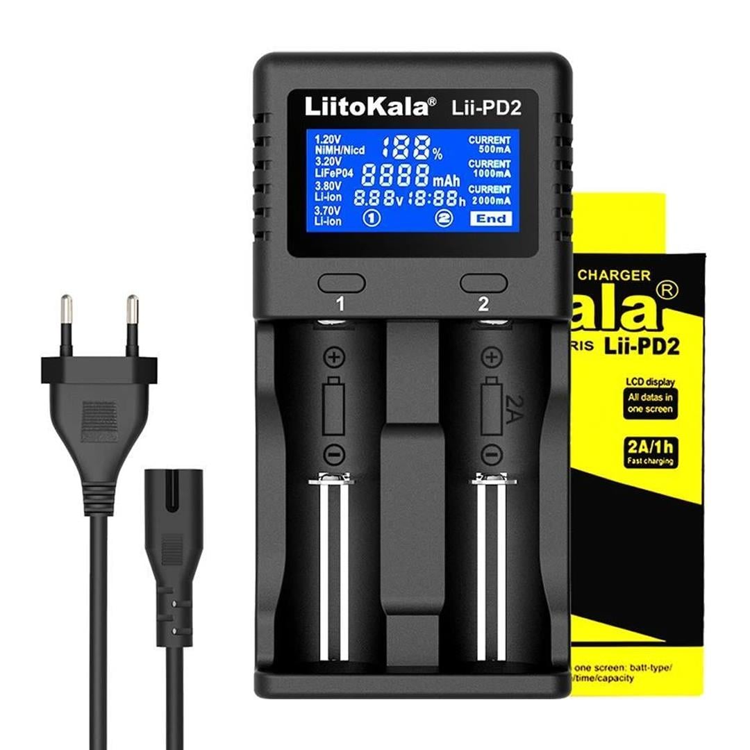 LIITOKALA LII-PD2 UNİVERSAL AA/AAA/18650/14500/123A AKILLI İKİLİ PİL ŞARJ CİHAZI ALETİ