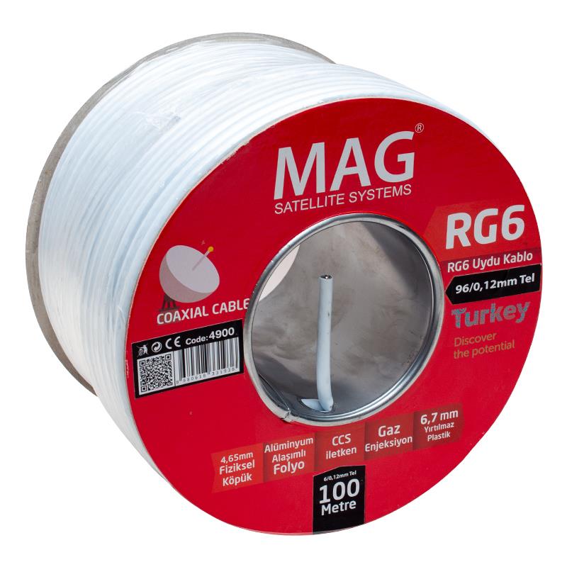 MAG RG6/U4 1.02 MM 96 TEL CCS MAKARALI YERLİ ÜRETİM ANTEN KABLOSU  (100 METRE)