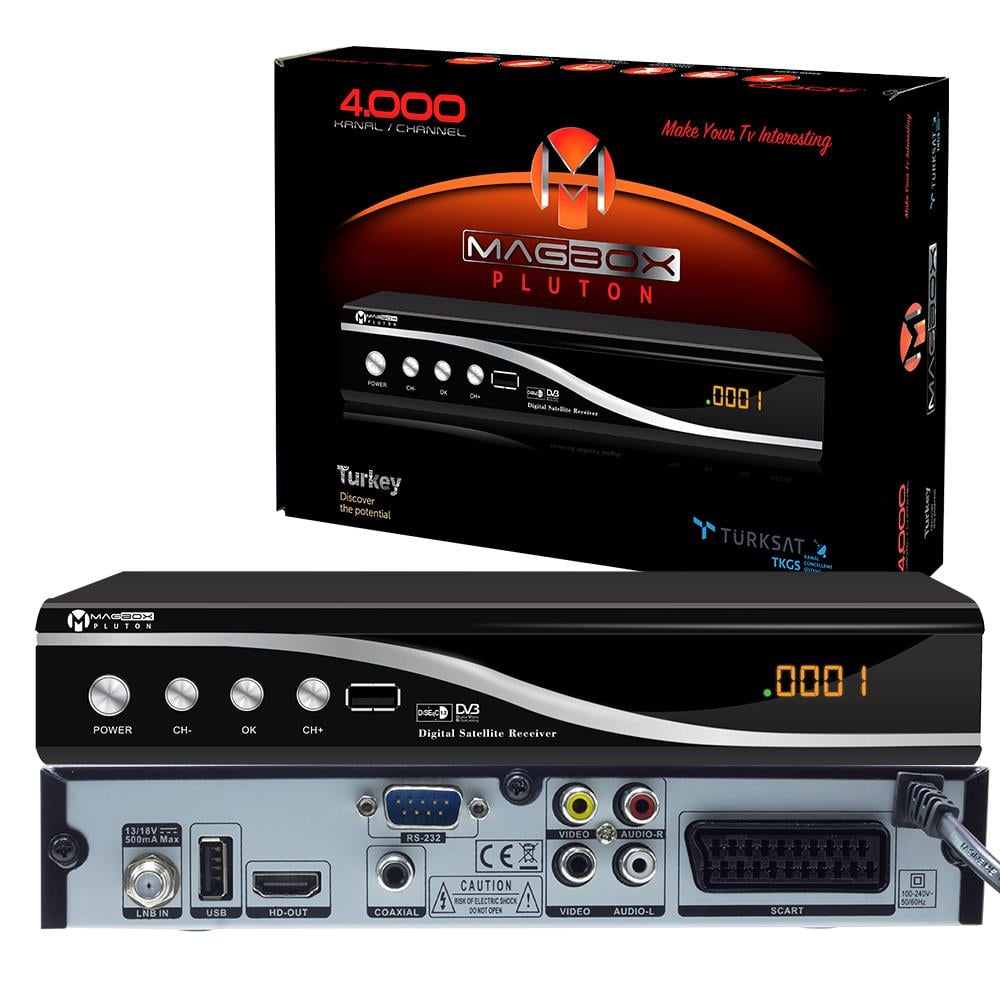 MAGBOX PLUTON TKGSLİ  KASALI FULL HD UYDU ALICISI (SCART+HD+RCA)