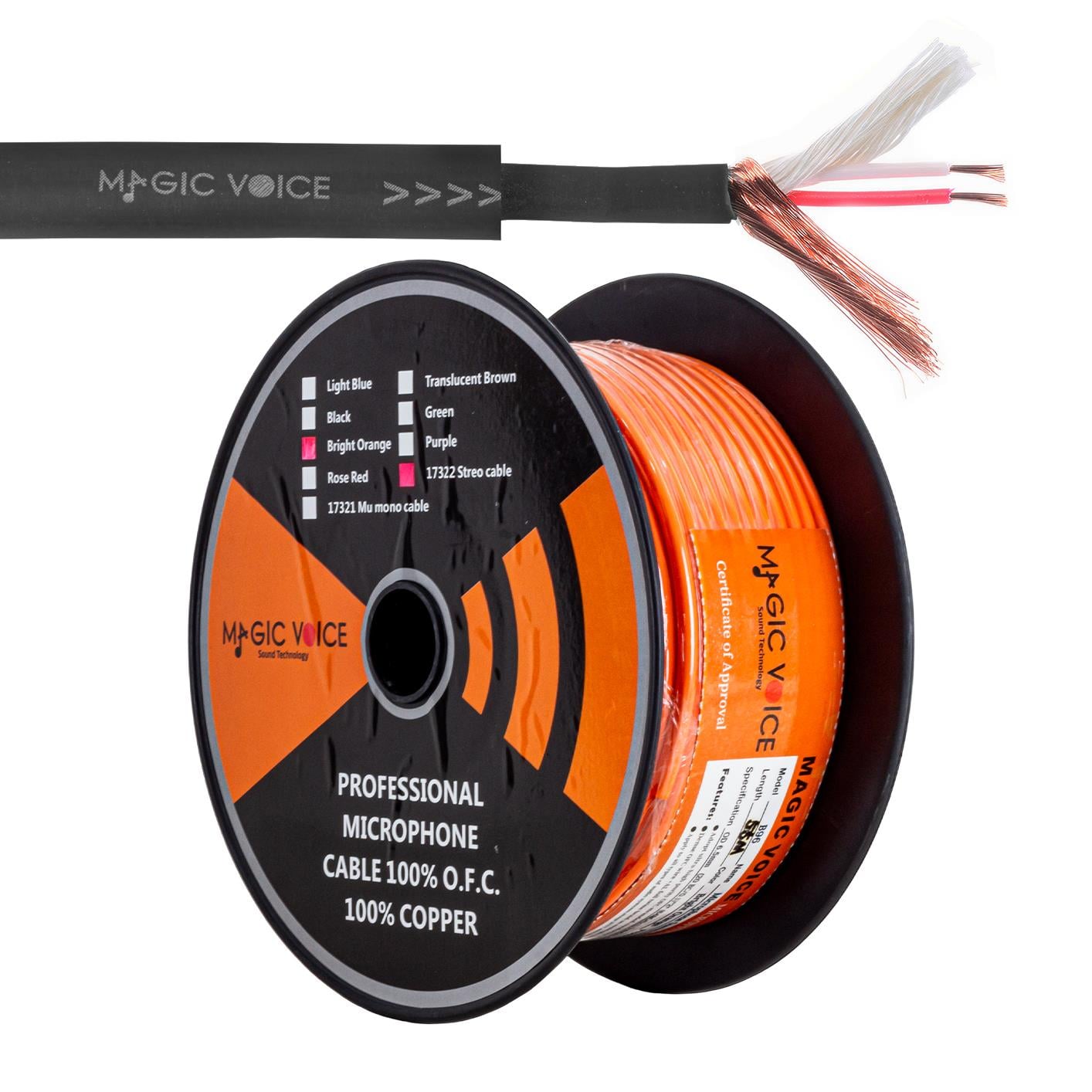 MAGICVOICE MİKROFON KABLOSU STEREO 1.KALİTE 55 METRE ORANJ