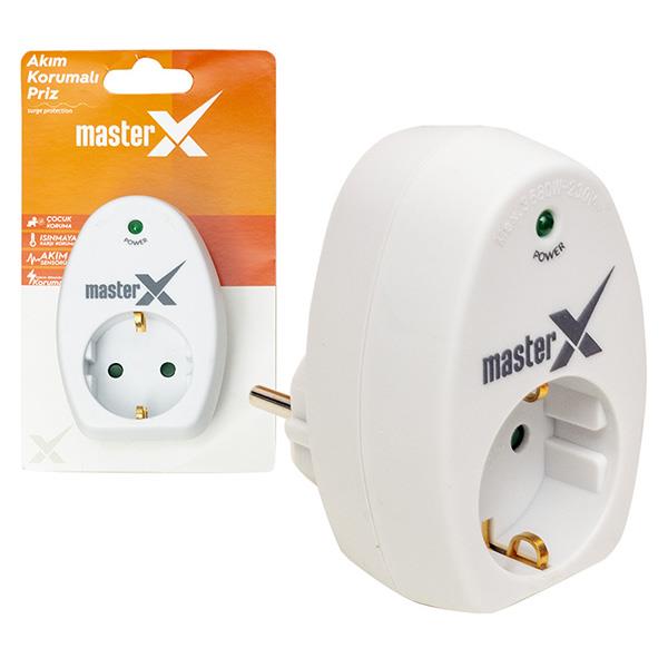 MASTERX 19113 16 AMPER - 3500 WATT TEKLİ BEYAZ AKIM KORUMALI PRİZ