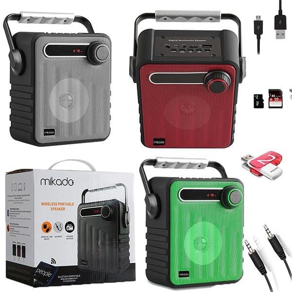 MIKADO MD-1437 3 WATT USB+TF+FM DESTEKLİ BLUETOOTH TAŞINABİLİR SPEAKER - HOPARLÖR (GRİ*YEŞİL*KIRMIZI)