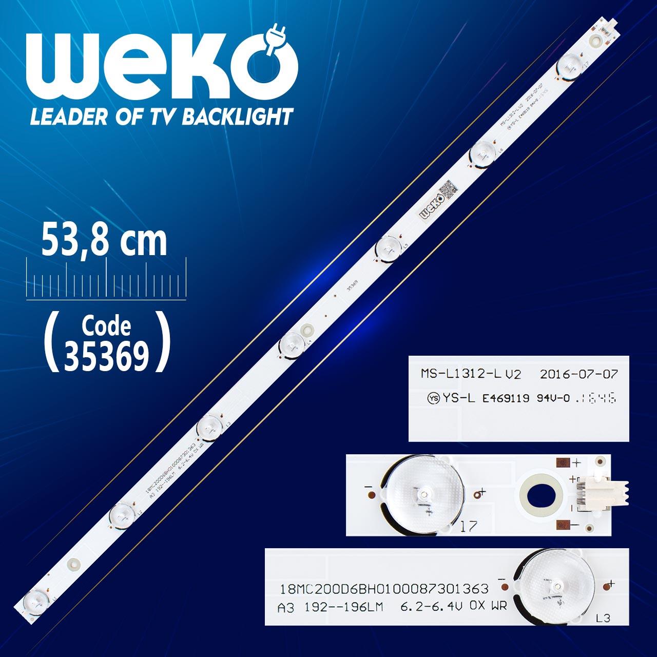 MS-L1312-L V2 - A3 192-196LM 6.2-6.4V 0X WR - 53.8 CM 7 LEDLİ - (WK-976)