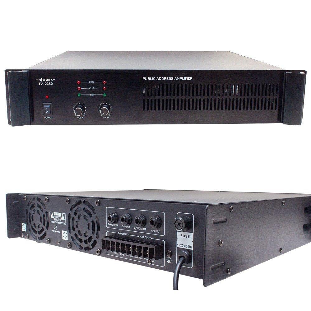 NWORK PA-2350 2*350W 100V TRAFOLU POWER AMPLİFİKATÖR