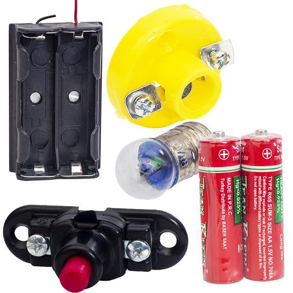OKUL İÇİN KUTULU ELEKTRİKLİ DENEY SETİ (PİL YUVASI+DUY+AMPUL+ANAHTAR)