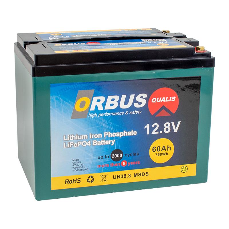 ORBUS LIT-12-60 12.8 VOLT - 60 AMPER LİFEPO4 LİTYUM AKÜ (223 X 150 X 178 MM)