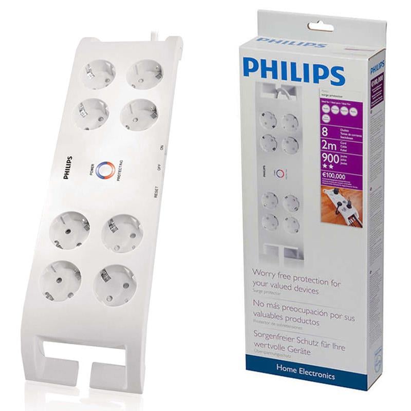 PHILIPS SPN 3080B 8Lİ 2 METRE KABLOLU BEYAZ AKIM KORUMALI PRİZ