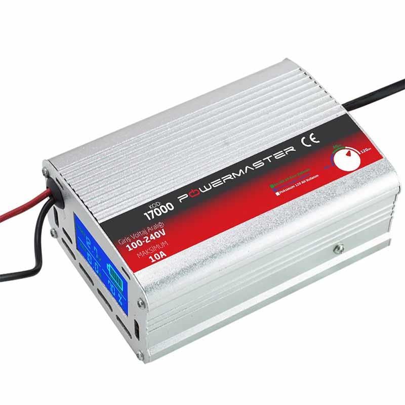 POWERMASTER 12 VOLT - 10 AMPER DİJİTAL EKRANLI AKÜ ŞARJ CİHAZI