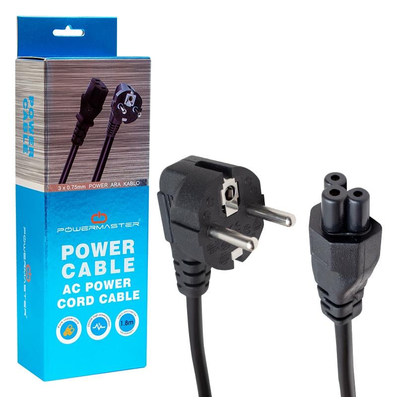 POWERMASTER 3X0.75 MM 1.8 METRE KUTULU NOTEBOOK YONCA POWER KABLOSU