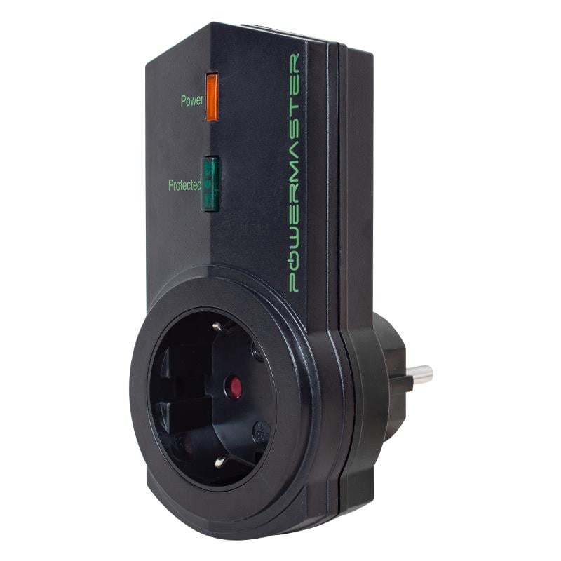 POWERMASTER PM-16621 16 AMPER - 3500 WATT TEKLİ SİYAH AKIM KORUMALI PRİZ