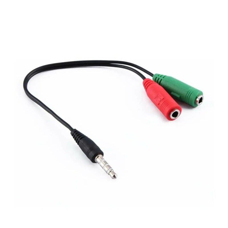 Powermaster PM-2697 3.5 Mm Stereo Erkek Kulaklık 3 Çizgili + 2 X Stereo Dişi Mikrofon Hoparlör Çoklayıcı Kablo     