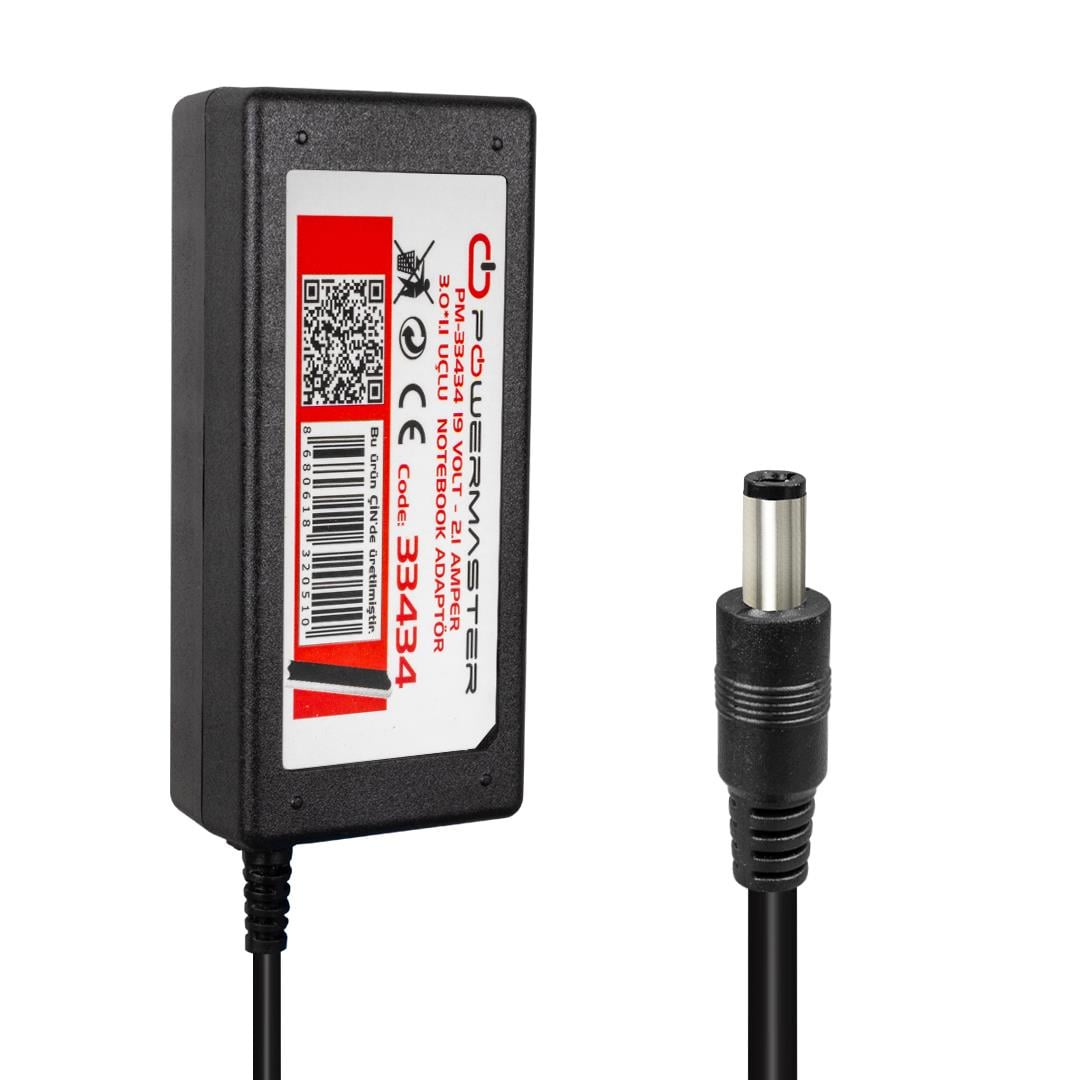 POWERMASTER PM-33434 19 VOLT - 2.1 AMPER 3.0*1.1 MM UÇLU ADAPTÖR (SAMSUNG NOTEBOOK)
