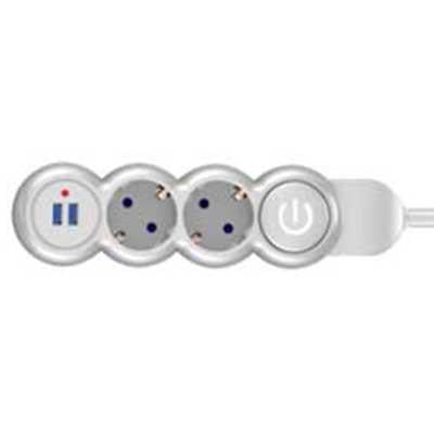 POWERMASTER PM-4906 2Lİ 2 METREKABLOLU 2 USBLİ ANAHTARLI GRUP PRİZ