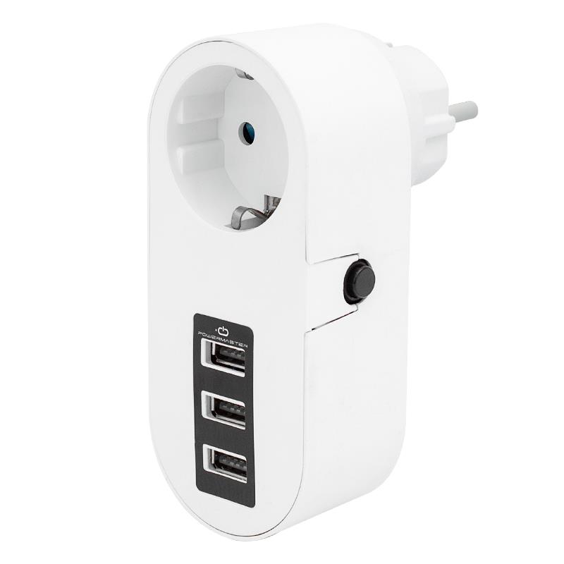 POWERMASTER PM-4913 10 AMPER - 2500 WATT 3 USBLİ TEKLİ TERMAL AKIM KORUMALI PRİZ