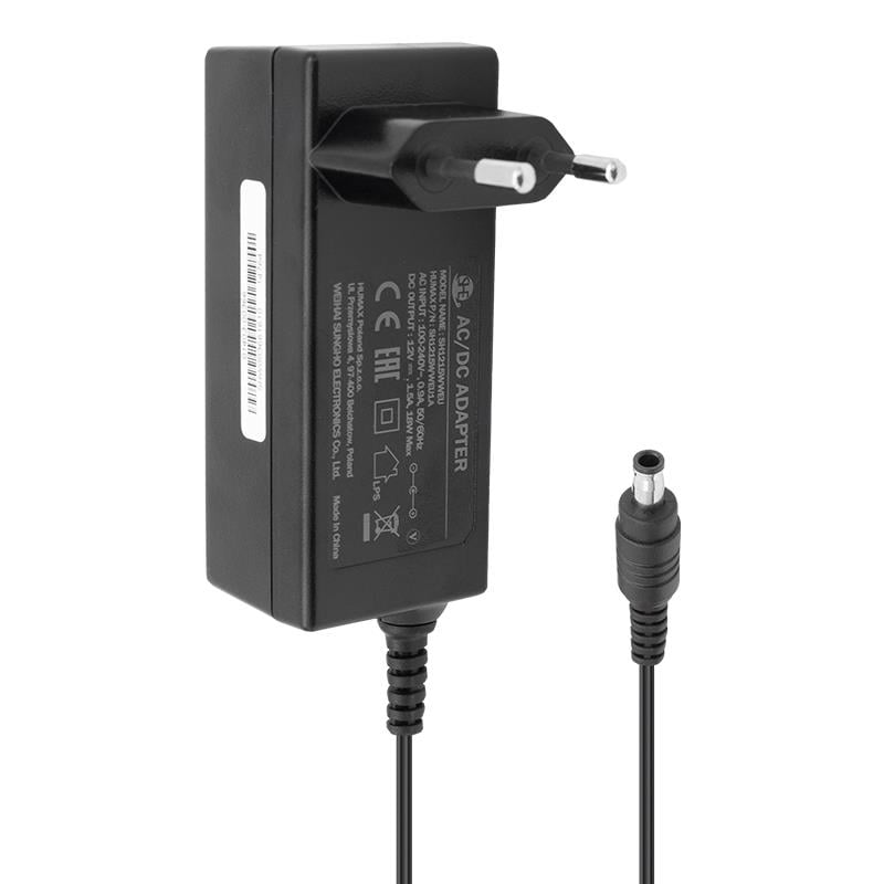 POWERMASTER PM-6436 12 VOLT - 1.5 AMPER - 18 WATT 5.5*3.0 MM İĞNELİ UÇ PLASTİK KASA PRİZ TİPİ ADAPTÖR
