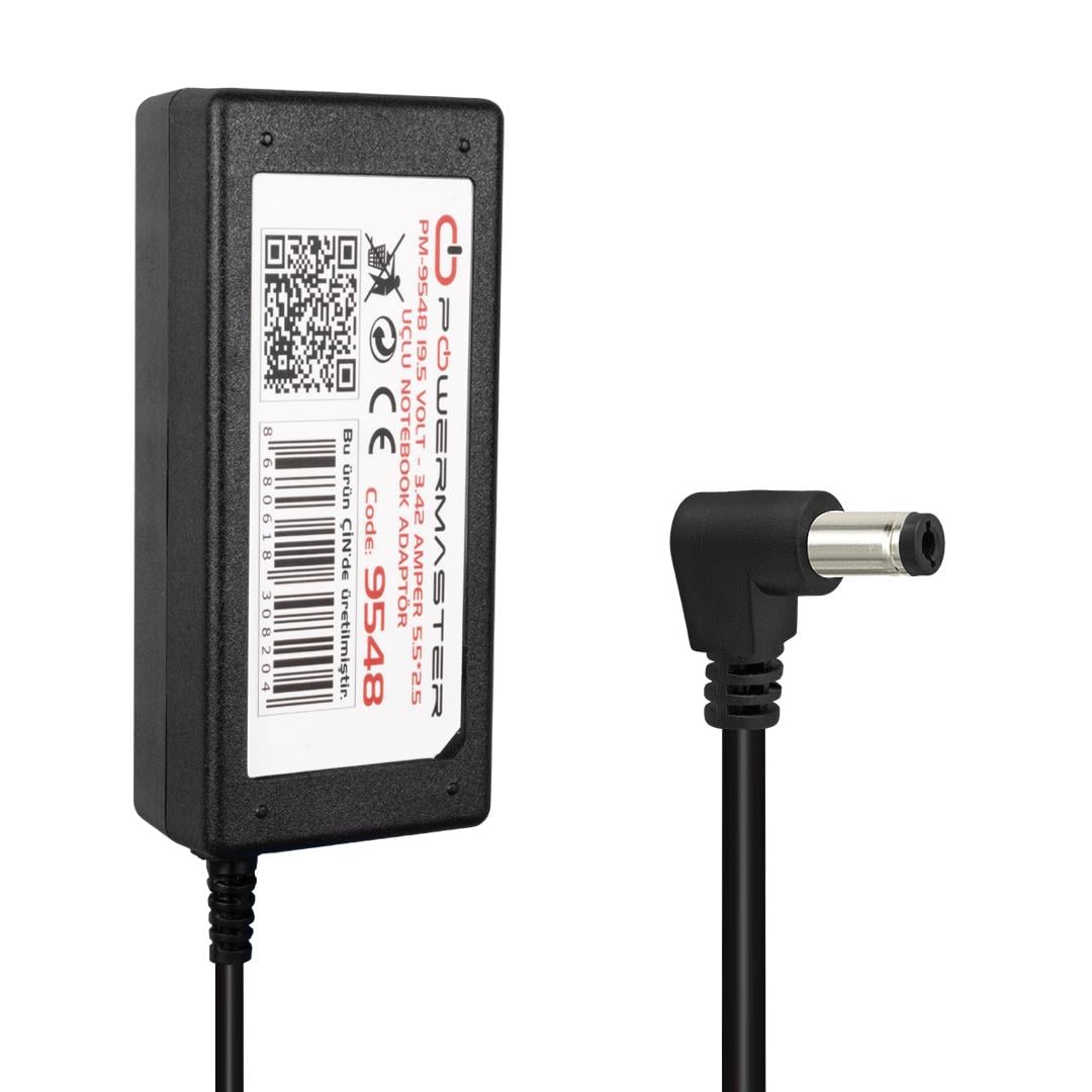POWERMASTER PM-9548 19.5 VOLT - 3.42 AMPER 5.5*2.5 MM UÇLU NOTEBOOK ADAPTÖR  ( + POWER KABLOSUNU UNUTMA)