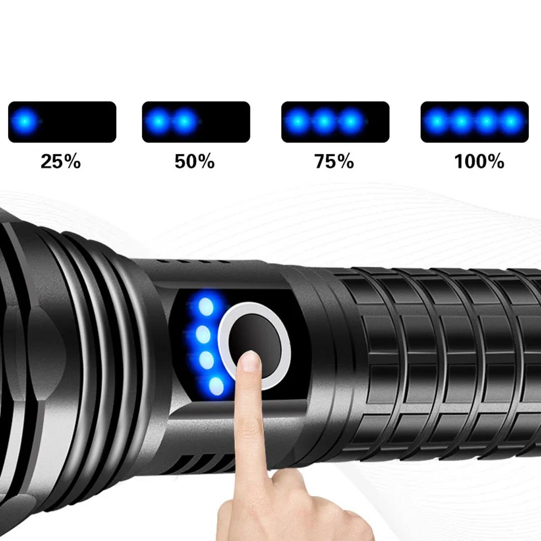Powermaster RELAX-30 P50 Su Geçirmez Zoomlu Flash Özellikli Şarjlı Metal Kasa Profesyonel El Feneri