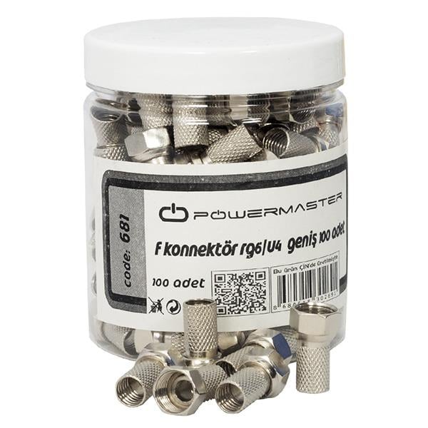 POWERMASTER RG6/U4 GENİŞ F KONNEKTÖR (100LÜ KUTU)