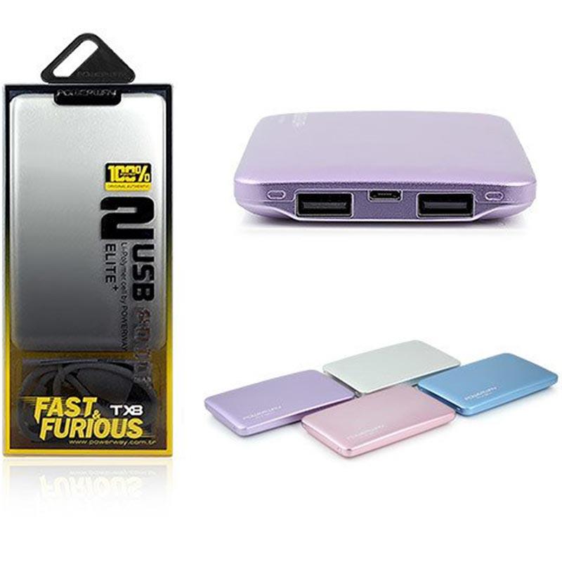 POWERWAY TX8 8000 MAH KABLOSUZ WIRELESS ÇİFT USB SİYAH*BEYAZ POWERBANK